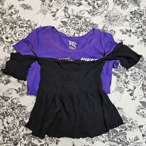 Nike T-Shirt and Black Off the Shoulder Top